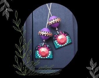 Lilac Pink Paper Charm Polymer Bead Headpin Set/DIY Earring Making/#13/Pkg. 2