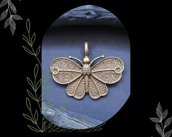 Antique Brass Pewter Butterfly Pendant/DIY Bohemian Necklace Making/Pkg. 2