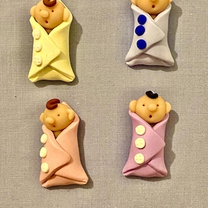 Handgemachte flache Rückseite 3D-Grußkarte, die Topper macht - Polymer-Tonverzierung - neues Baby, Baby-Junge, Mädchen, Dusche, Fimo, neue Mutter, Geburt