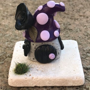Miniature Polymer Clay Gothic Black Rose House, Fairy Garden