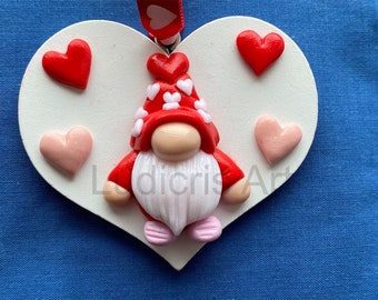 Gnome Gonk decoration, Valentine Gnome ornament, personalised polymer clay decorations, hygienic home, gift ideas, Valentine gifts