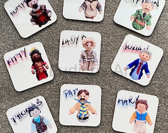 Posavasos inspirados en BBC Ghost, interpretación de los fantasmas de la serie de televisión de los modelos originales de Ludicris Art.