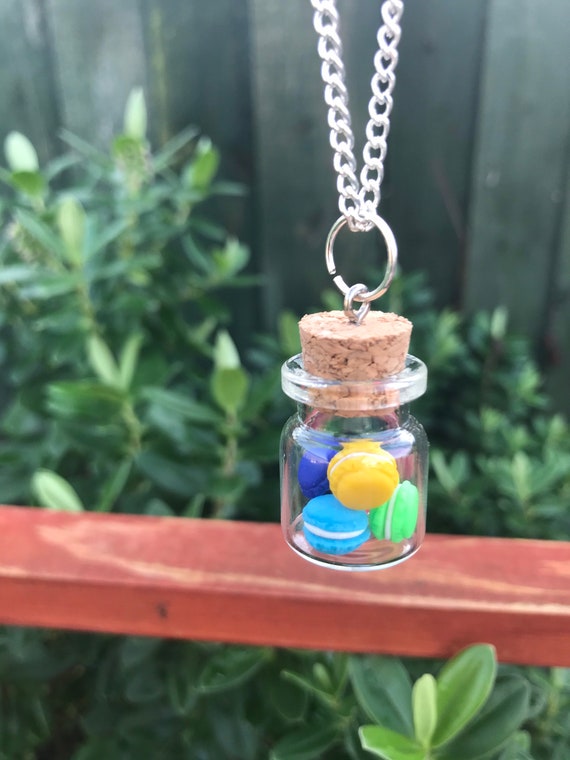 Macaroon/ Macaron Jar Necklace,polymer Clay Macaroons by Handmade