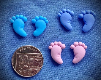 Bespoke Polymer Clay baby feet card toppers / embellishments x 10 Pack. Baby shower by Handmade by Ludicris