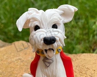 Krypto inspired polymer Clay figurine, superdog, fimo, by Handmade by Ludicris