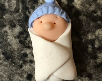Baby - Greeting card making topper - Polymer clay embellishment - new baby, baby boy, baby girl, baby shower, Fimo baby, new mum, birth