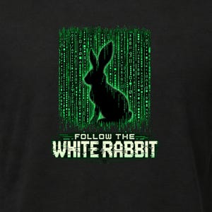 Följ den vita kaninen-tröja, grön kod hacker-tröja, programmerare-gåva, cyberpunk-kodare-tröja, glitch kanin-grafik-tröja