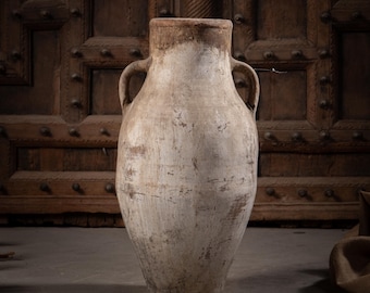 Antique Whitewash Earthenware Vase – Turkish Pottery