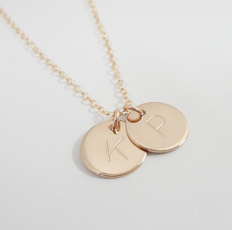 Hand Stamped Initial Necklace Gold Filled 1/2 - Etsy