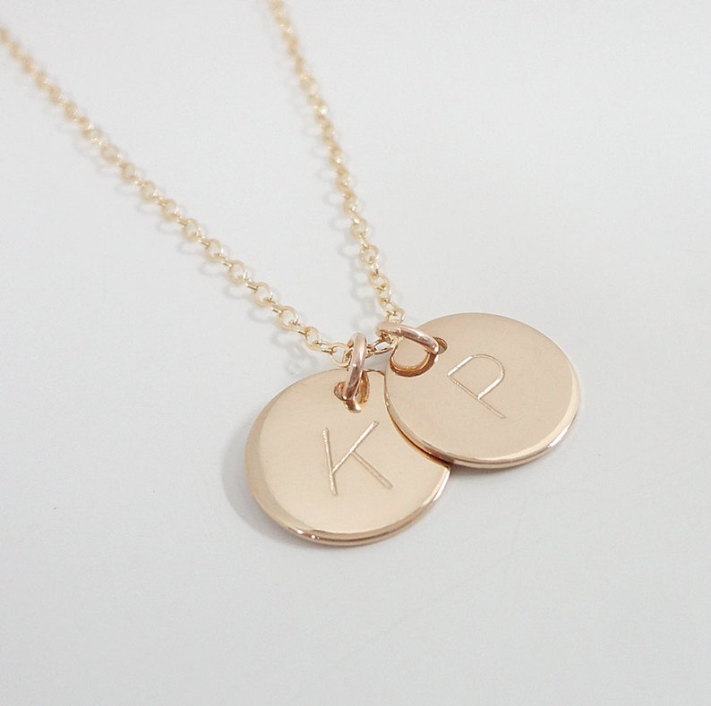 Hand Stamped Initial Necklace Gold Filled 1/2 - Etsy