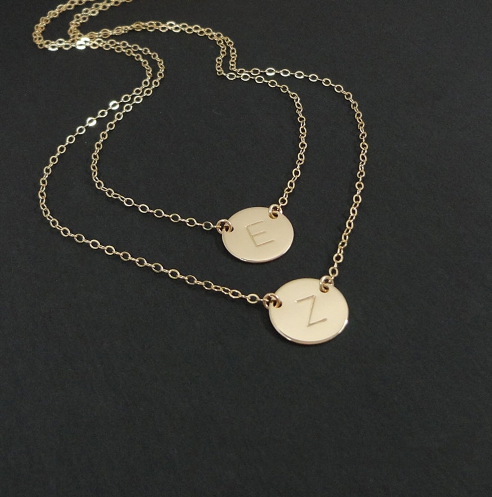 Layered gold initial necklace Clearance