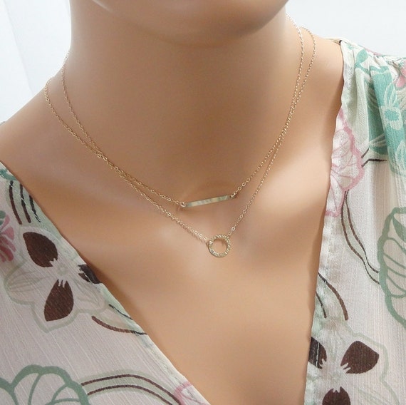Delicado Colgante de Corazón en Plata de dos capas separadas Gargantilla cadenas
