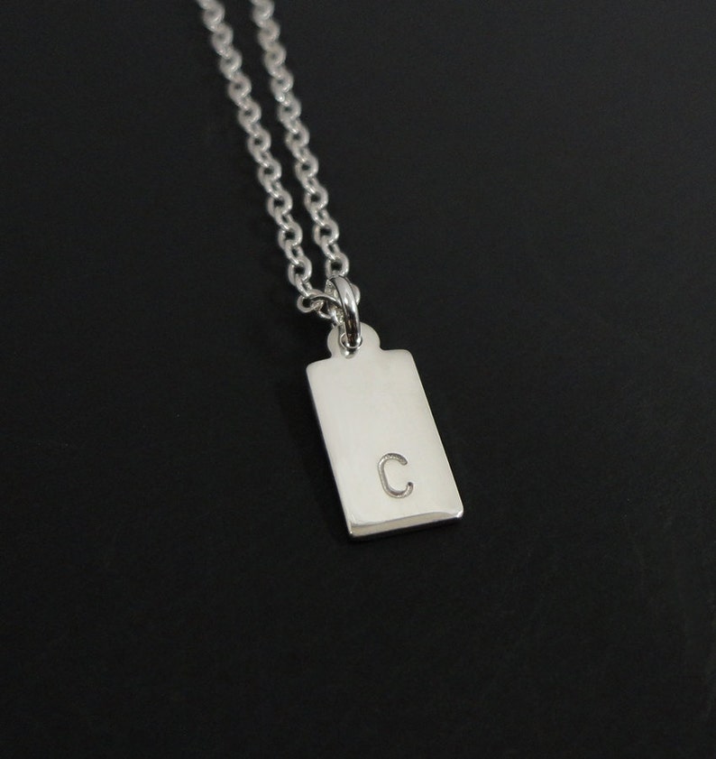 Tiny Initial Necklace Personalized Hand Stamped Jewelry Sterling Silver Personalized Necklace Minimal Jewelry