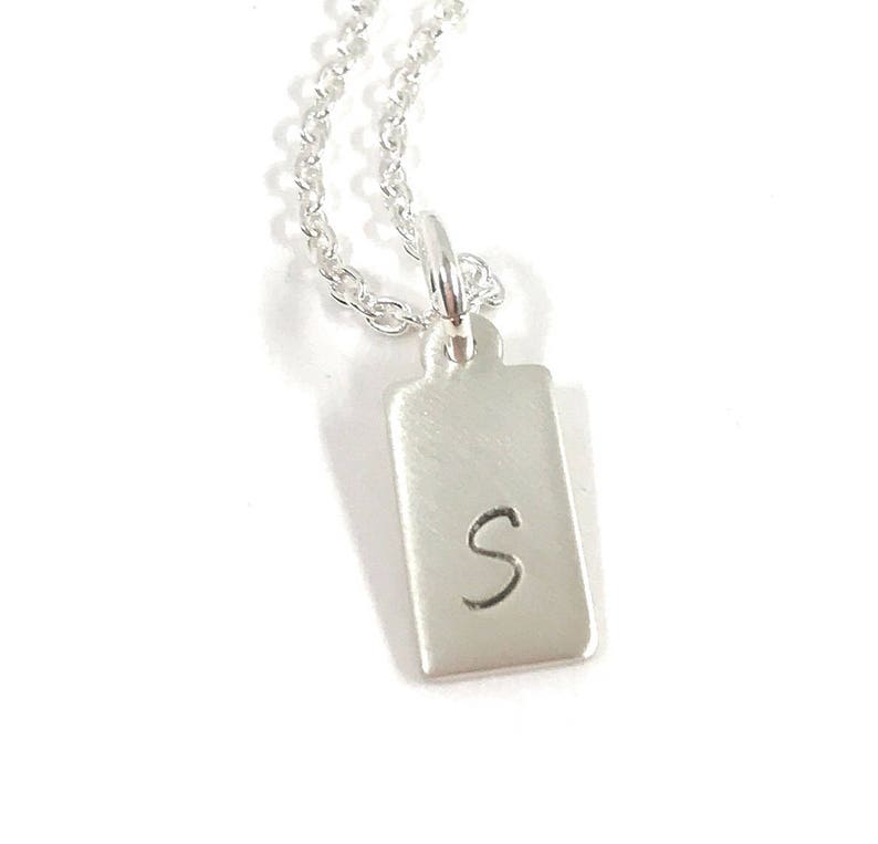 Initial Tag Necklace Sterling Silver Custom Jewelry Etsy