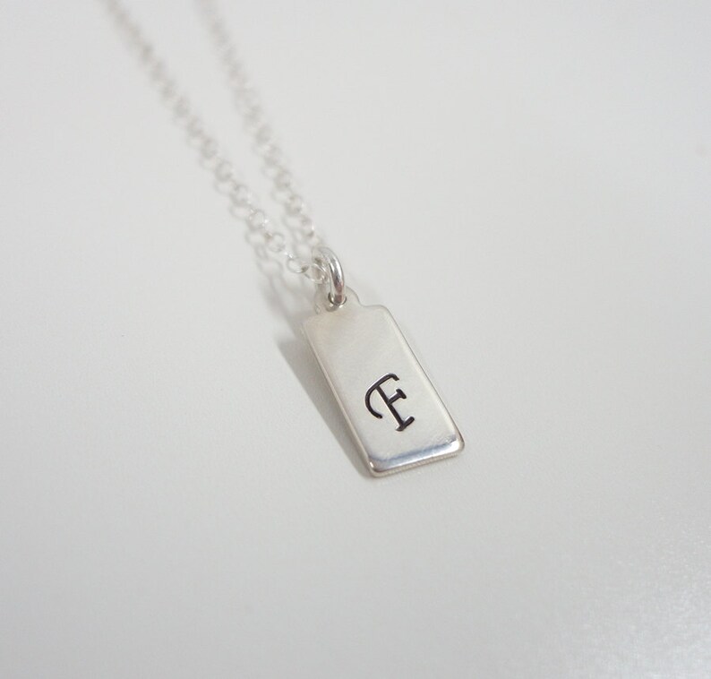 Tiny Initial Necklace Personalized Hand Stamped Jewelry Sterling Silver Personalized Necklace Minimal Jewelry