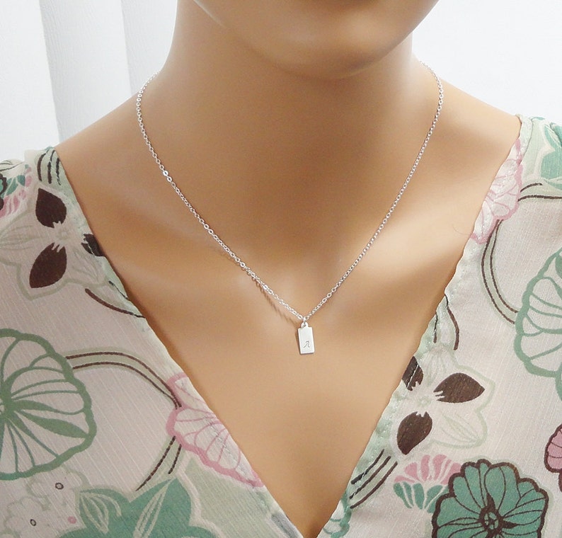 Tiny Initial Necklace Personalized Hand Stamped Jewelry Sterling Silver Personalized Necklace Minimal Jewelry