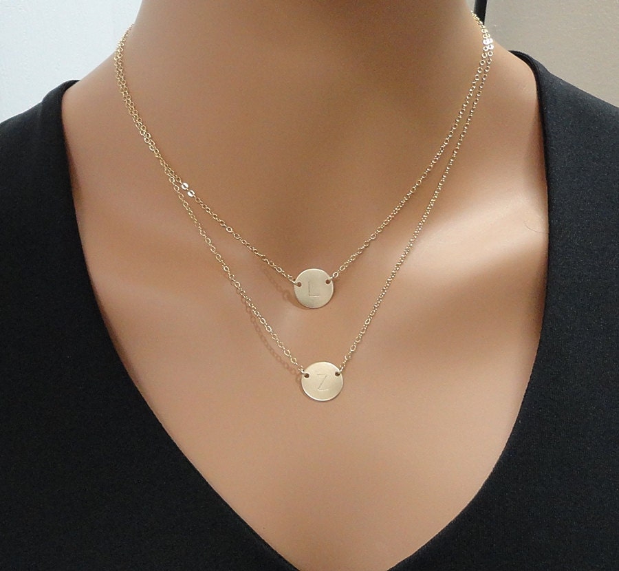 Layered Initial Necklace Gold Layered 
