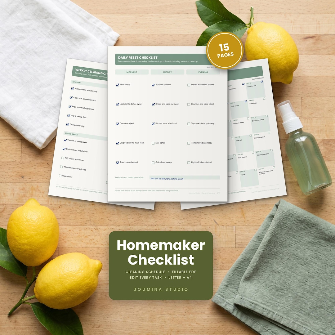 Cleaning Schedule Printable, Editable Cleaning Checklist, Homemaker ...