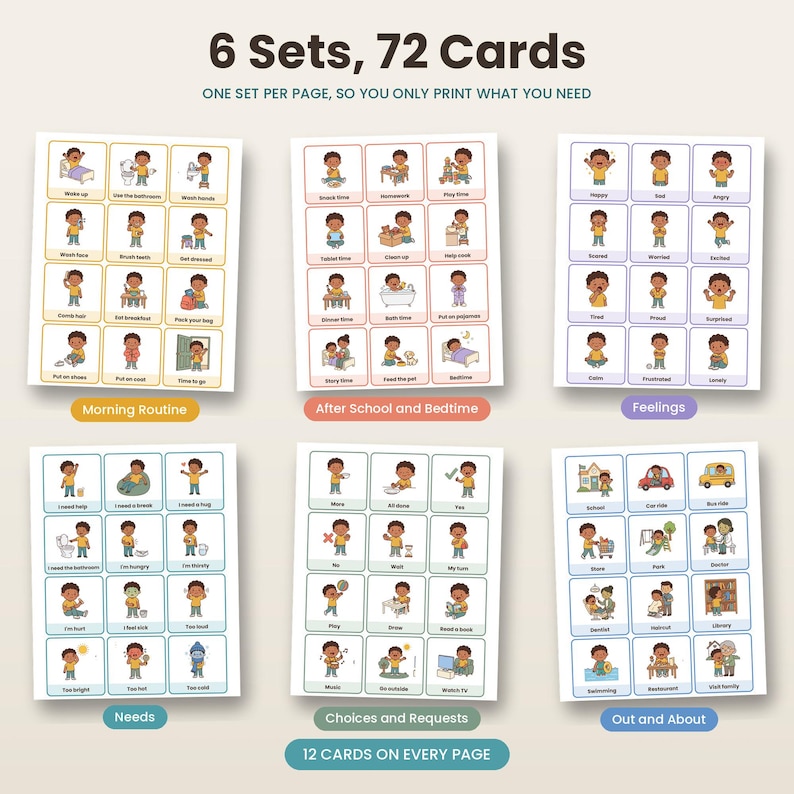 Communication Cards for Kids, Visual Schedule Cards, Daily Routine ...