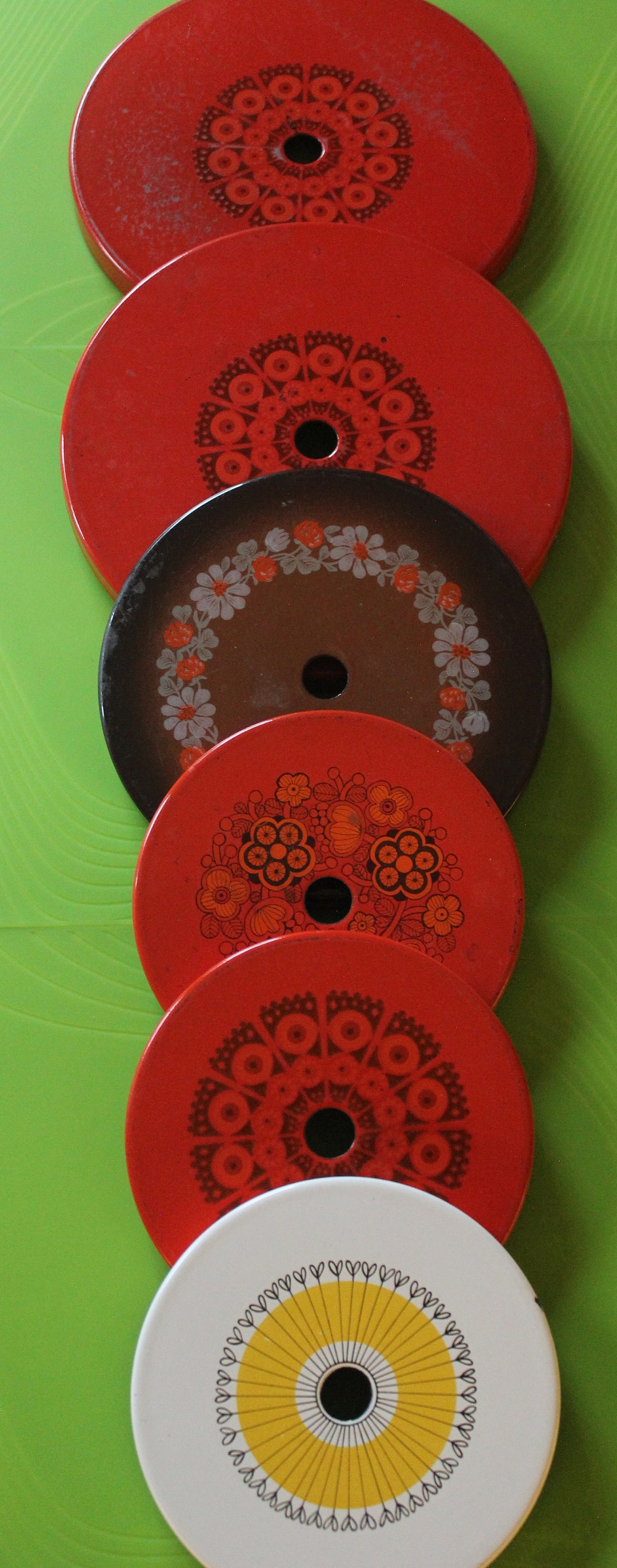 Cool Vintage Enamel Stove Top Covers / Trivets by Finel, Arabia