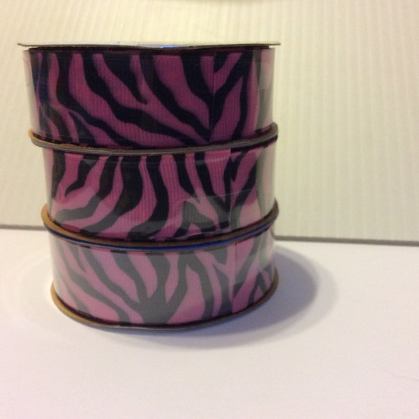 7/8" Hot Pink Zebra Print Grosgrain Ribbon