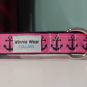 Pink Anchor Dog Collar