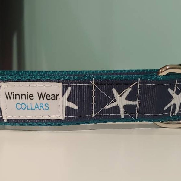 Navy Starfish Dog & Cat Collar