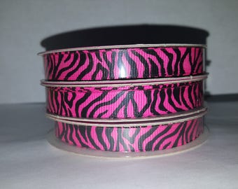 3/8" Hot Pink Zebra Ribbon