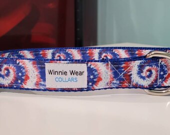 Red, White & Blue Tie Dye Dog Collar