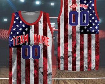 Maillot personnalisé de l'équipe de basket-ball américain T-shirt de basket-ball personnalisé pour le jour du match de basket-ball tenue pour fan de basket-ball