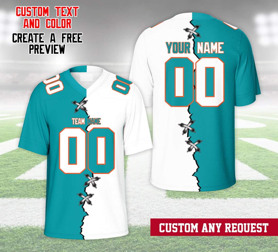Custom 2 Football Team Jersey, Personalization Vneck Shortsleeve