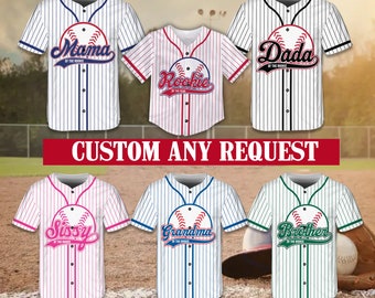 Benutzerdefinierte Mama Papa des Rookie des Jahres Baseball Jersey Personalisierte Baseball Softball Spieltag passende Outfit für Baseballspieler