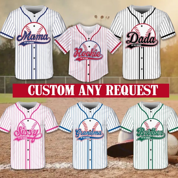 Custom Mommy Daddy Of The Rookie Of The Year Baseball Jersey Personalized Baseball Softball Game Day Matching Outfit For Baseball Players