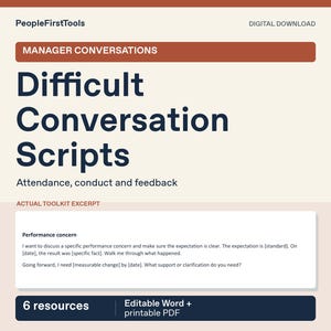 Kit para conversaciones difíciles con empleados: Guiones para gerentes sobre asistencia, conducta y retroalimentación.