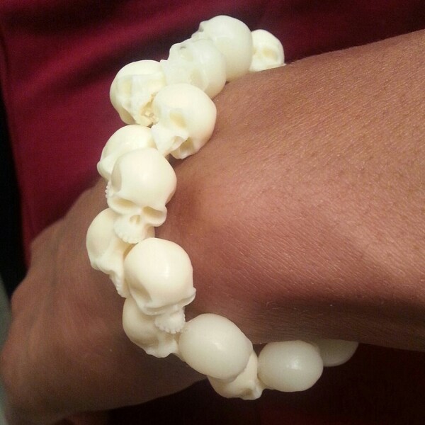 Skull Bracelet - Deadbeadz -  Sculpted Ivory Resin Jewelery