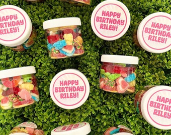 Personalized Candy Jar - Birthday gift, Party Favor, Baby Shower, graduation gift, Bar Mitzvah Favor! 12 pack - please message for more!