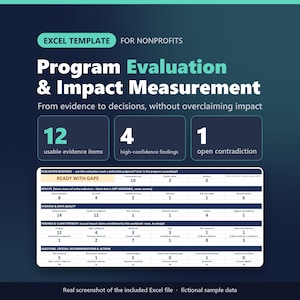 Nonprofit Program Evaluation Excel and Google Sheets Template | Impact Measurement & Evidence System for Non Profit Organizations