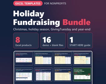 Holiday Fundraising Bundle Non Profit Excel and Google Sheets Templates | Christmas, Giving Tuesday & Year-End Planners for Nonprofits