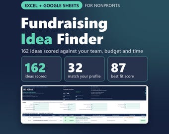 非営利団体向け資金調達アイデア集（Excel＆Googleスプレッドシート）｜資金調達アイデア検索ツール、162のアイデアを適合度評価、候補リスト作成、比較（非営利団体向け）
