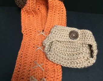 Ewok Inspired Crochet Hood and Diaper Cover Set - Star Wars Inspired Crochet Hood and Diaper Cover Set - Handmade - Newborn - 12 Mos