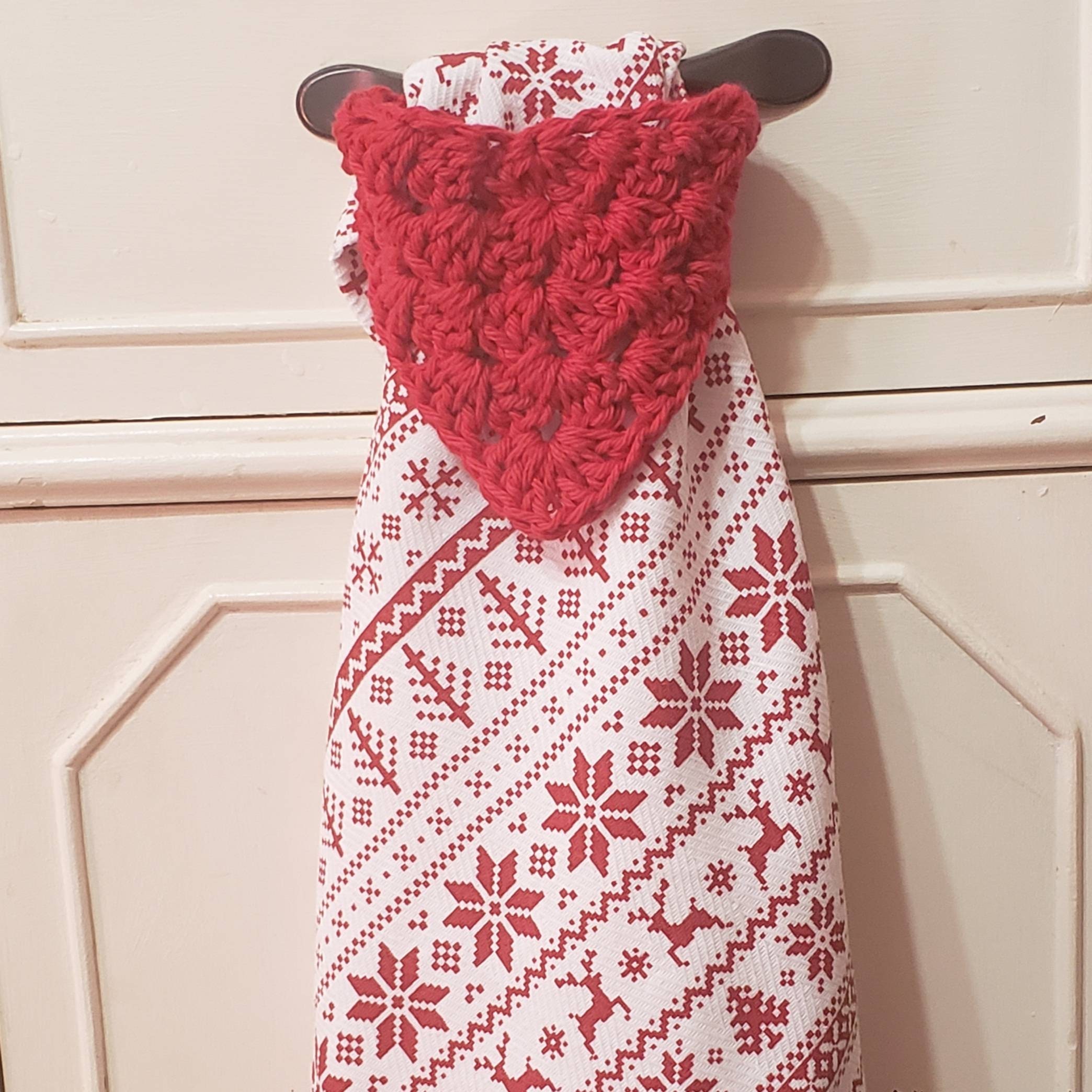 Pink Farmhouse Buffalo Check Crochet Kitchen Towel