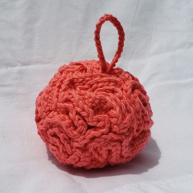 Coral Bath Puff Washable Cotton Shower Pouf Eco Friendly Etsy