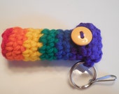 Rainbow Lip Balm Cozy / Holder / Keychain - St Patrick's Day, Over The Rainbow - Ready to Ship