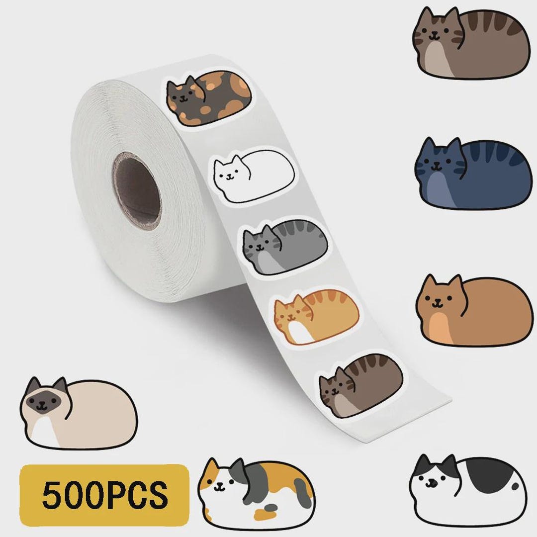 500 Cute Cat Sticker Roll for Journaling and Scrapbooking - Etsy