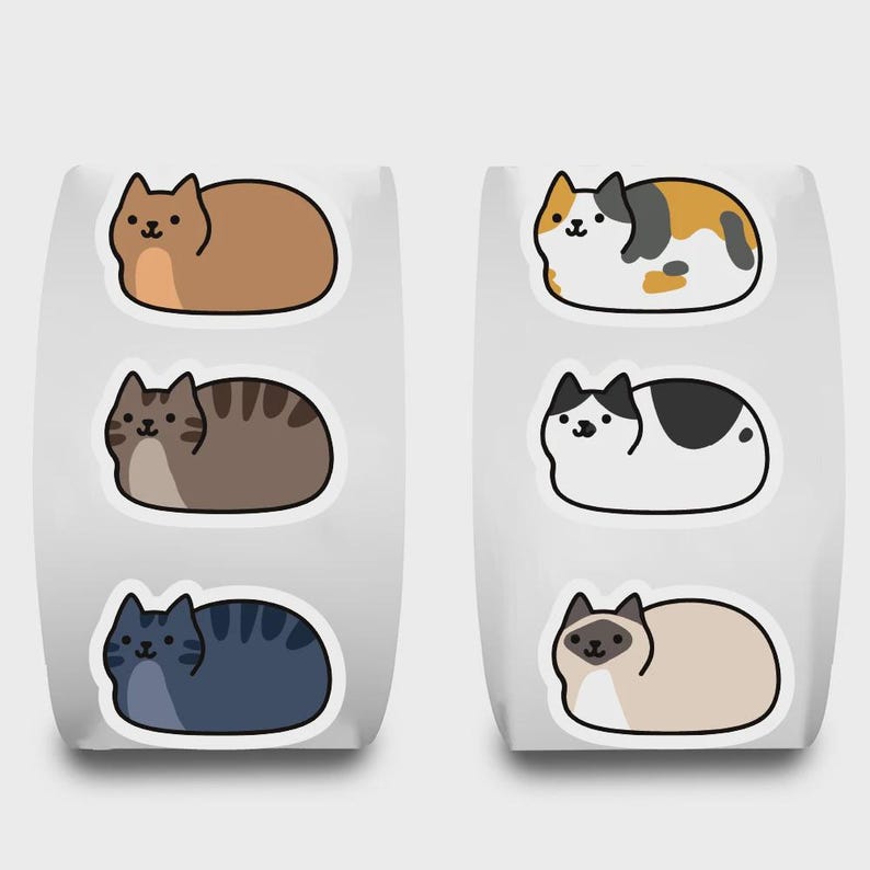 500 Cute Cat Sticker Roll for Journaling and Scrapbooking - Etsy