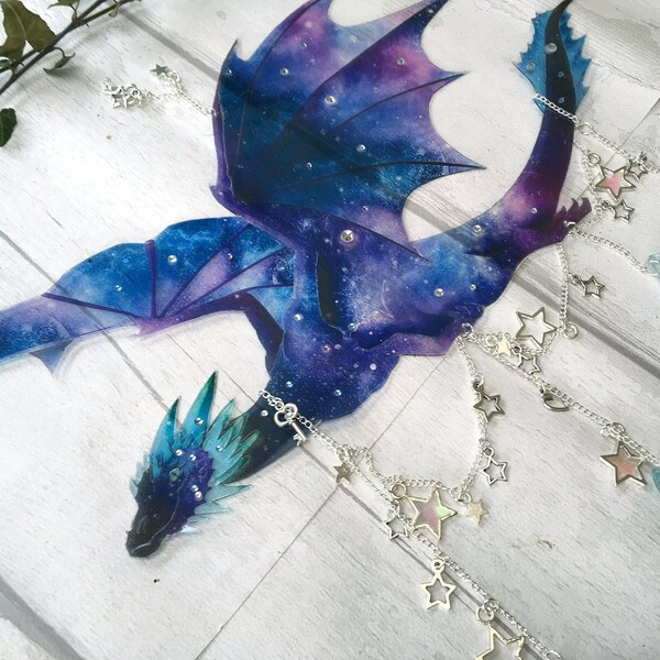 Galaxy Dragon Mobile, reiche transparente Farbe, jeder mit oder ohne einzigartige hängende Edelsteine und Charms, Drachen-Sonnenfänger.
