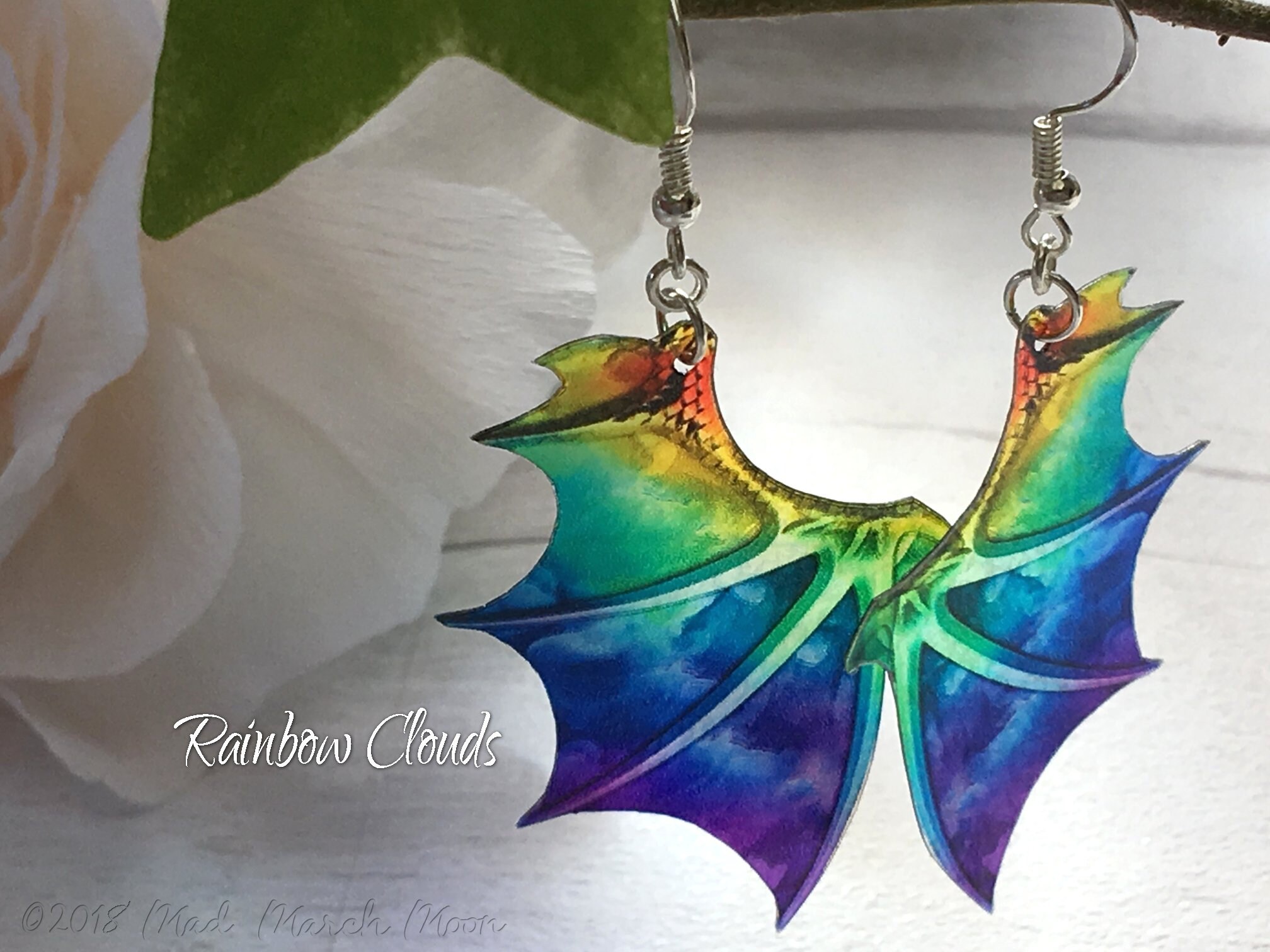 Dragon wing earrings NEW Design 9 color options. Iridescent Etsy