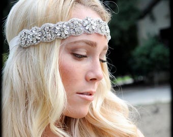 Crystal Bridal Headband, Wedding Hair Vine (1x12 inch)
