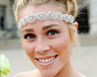 Crystal Bridal Headband, Beaded Wedding Headpiece