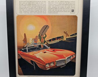 Pontiac Firebird 400 Wide-Track Car Ad – 1968 Original Vintage Print (8x11 Framed)